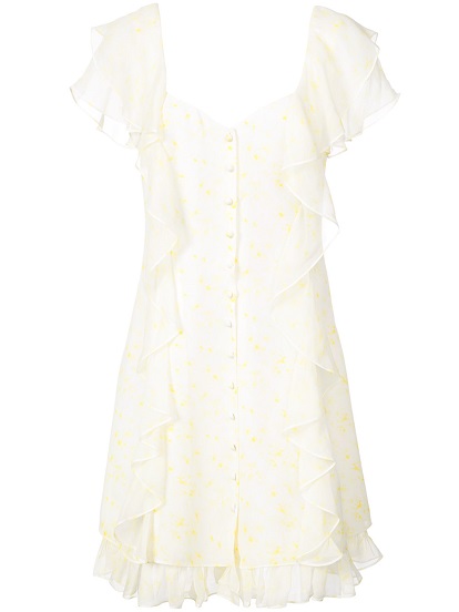 CINQ A SEPT printed ruffled shirt dress