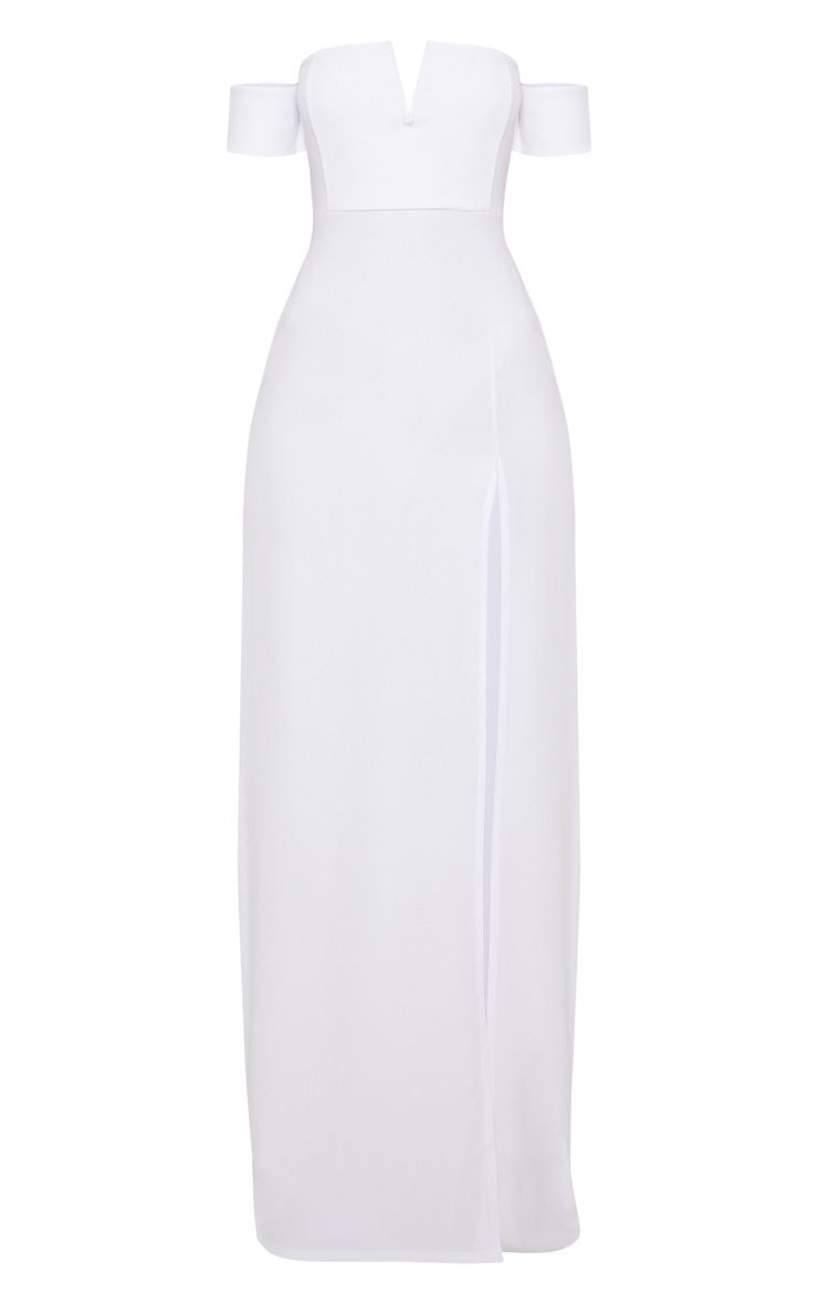 WHITE BARDOT V BAR EXTREME SPLIT MAXI DRESS