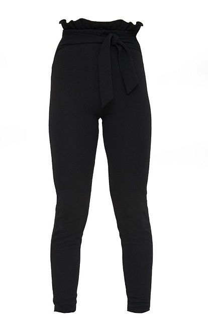 PETITE BLACK PAPERBAG SKINNY TROUSERS