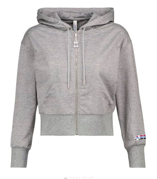 Cropped metallic jersey hoodie