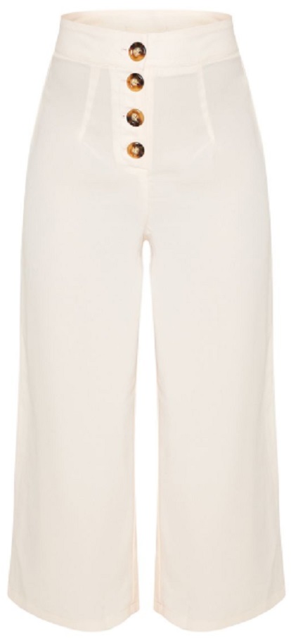 CREAM BUTTON DETAIL CULOTTES