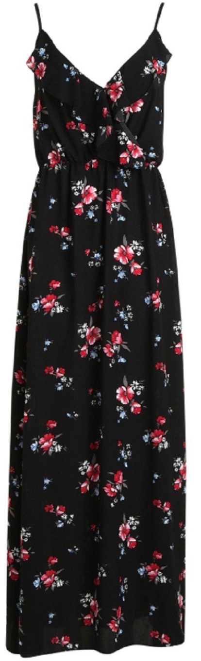 Floral Print Ruffle Maxi Dress