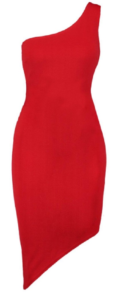 petite one shoulder asymmetric bodycon dress