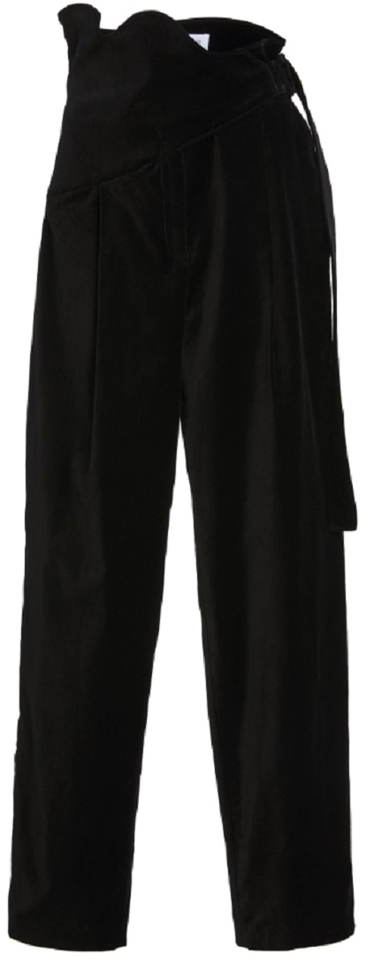 Rosie Assoulin High-Waist Velvet Scallop Pants