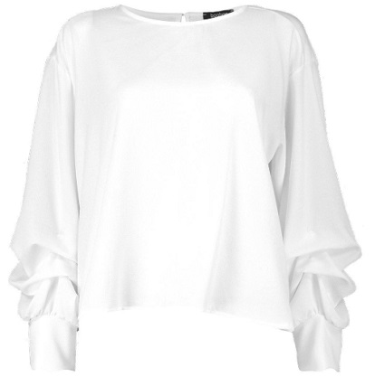 Ruched Sleeve Button Back Blouse