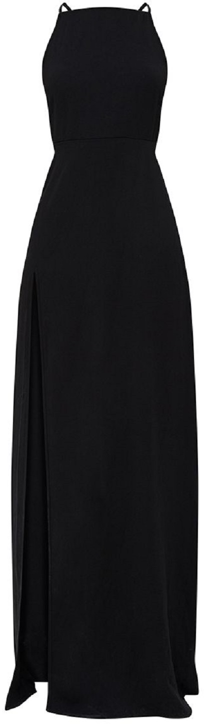 black strappy back detail chiffon maxi dress